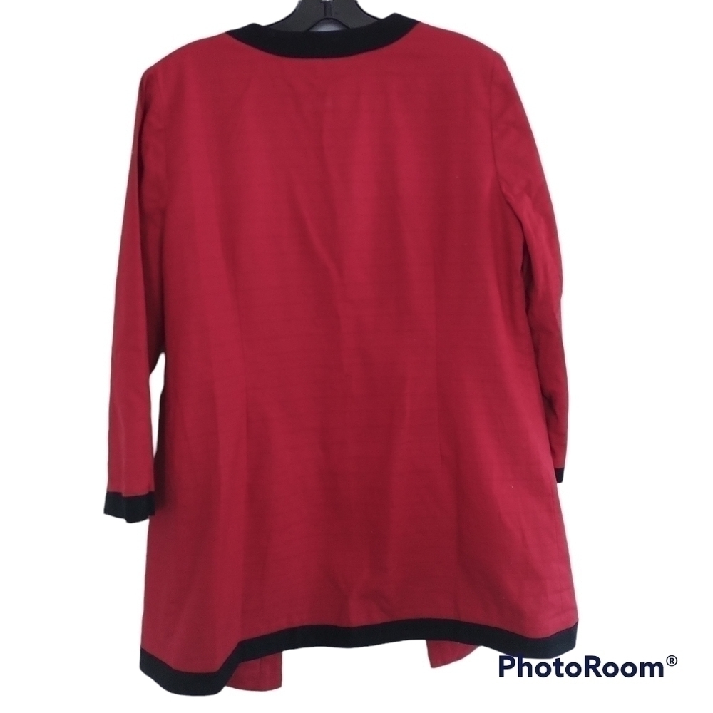 Chico's Color Block Sultry Red Duster Coat Jacket Sz Chico's 1 (US Small) NWT - Picture 4 of 11